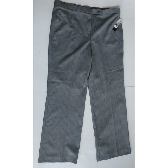 NWT Ladies Larry Levine Gray Herringbone Washable Stretch Dress Pants Size 16 - Picture 2 of 8